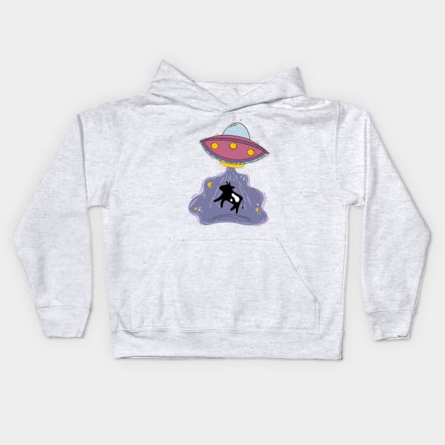 Alien abducting cow Kids Hoodie by kayylpso